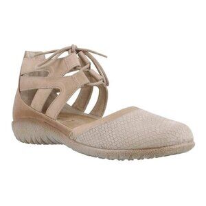 NAOT Kata Beige Lizard Tan Leather Gladiator Shoes Lace Up